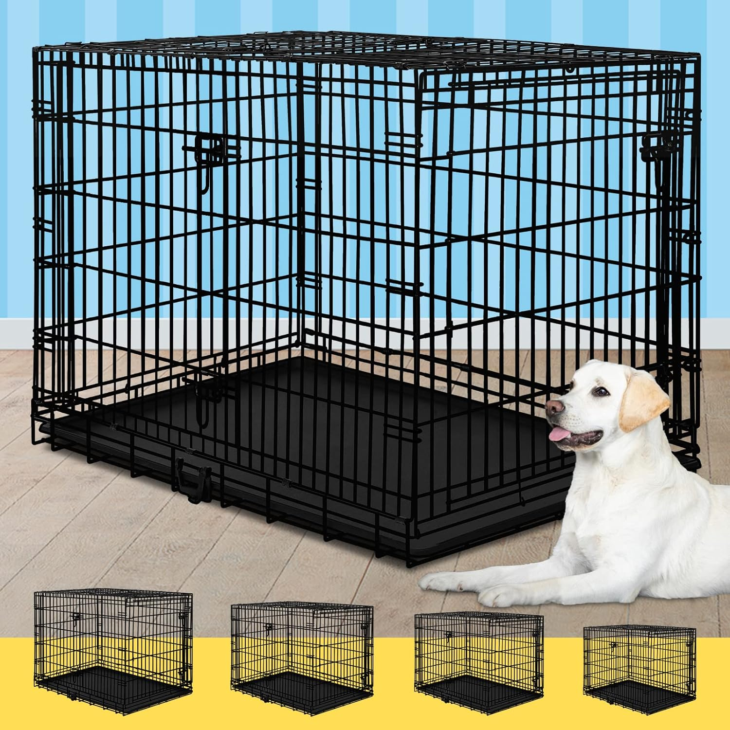 BEASTIE Portable Dog Crate Cage with Removable PP Tray, Foldable Metal Wire P... - Picture 12 of 17