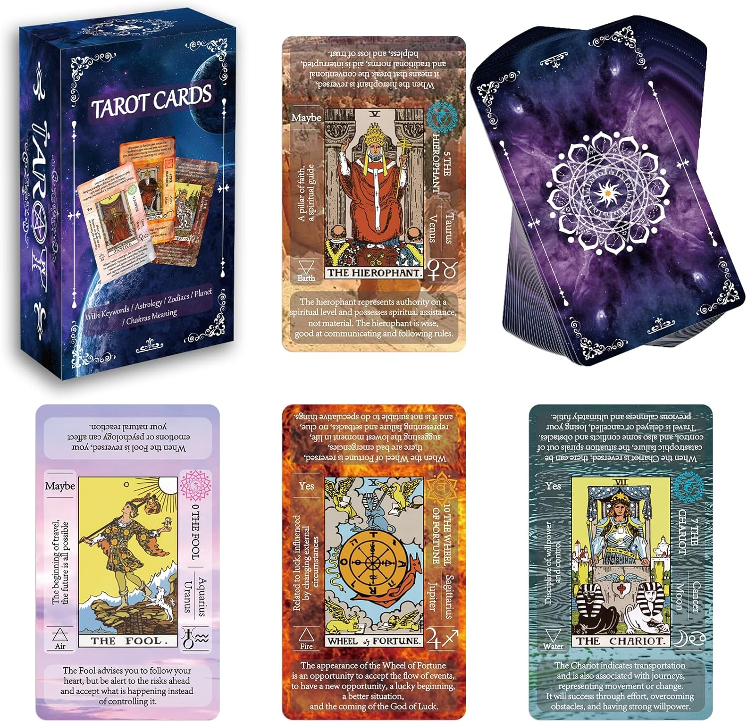 Tarot Cards Set with Guide Book,Tarot Cards for Beginners with Meanings on Them.