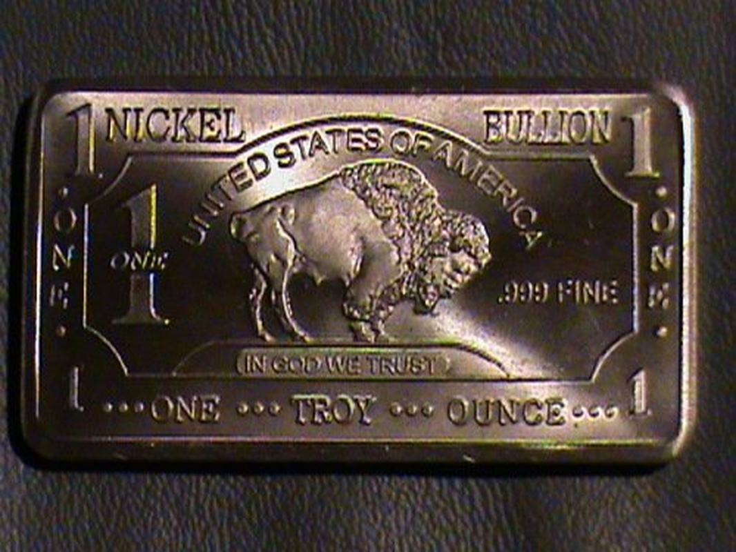 Rare Mint 1Oz Troy Ounce Nickel Bullion Bar 999 Pure Fine