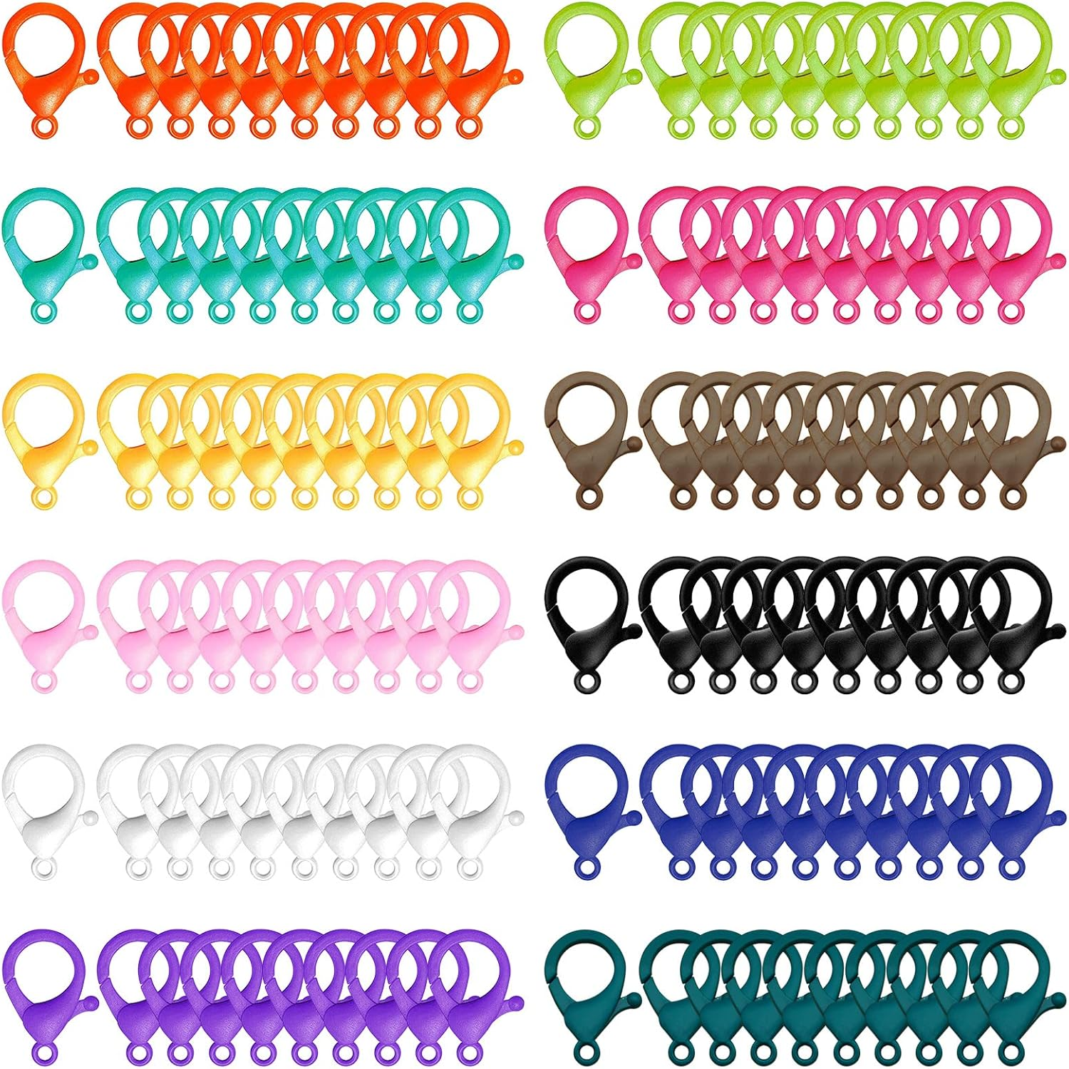 120Pcs Plastic Lobster Claw Clasps for Jewelry Making,Multicolor Lobster Clasp Hook Cute Lanyard Snap Hooks Hard Plastic Clips for Handmade Keychain