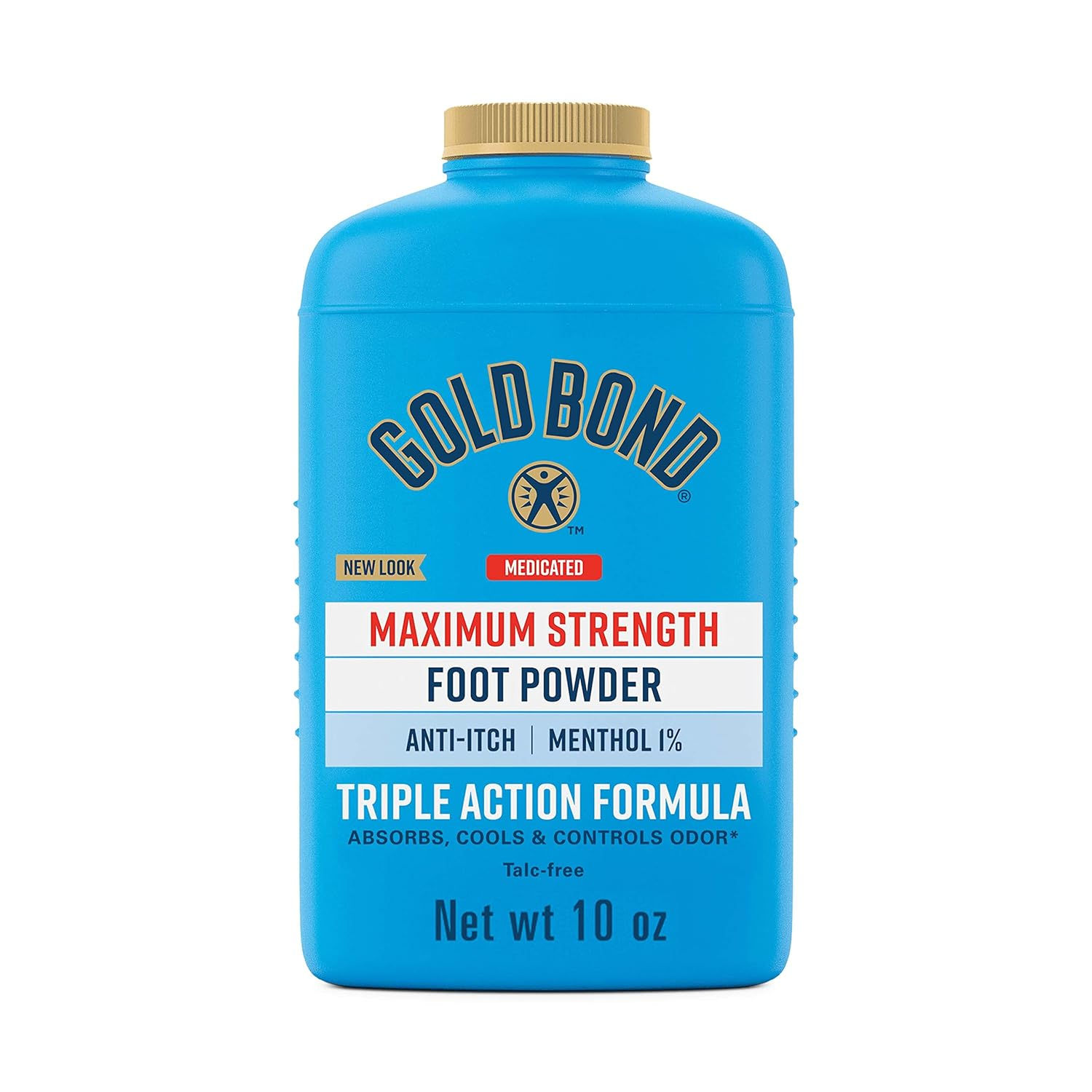 Talco Para Pies Sin Talco Medicado, 10 Oz, Control De Olores De Maxima Poten...