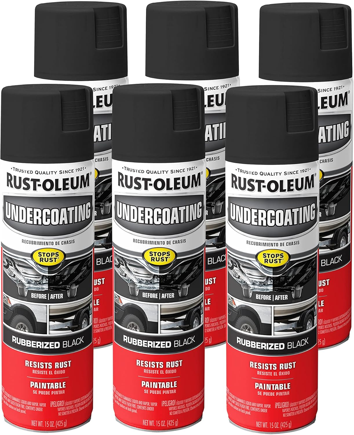 248657-6PK Rubberized Undercoating Spray, 15 Oz, Black, 6 Pack
