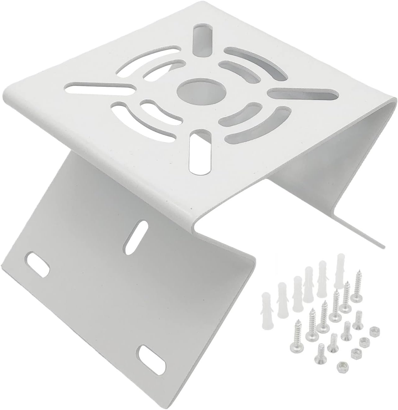 Medium Size External Corner Wall Mount Iron Plate Vertical Bracket for PTZ CCTV Surveillance Camera Metal Holder White