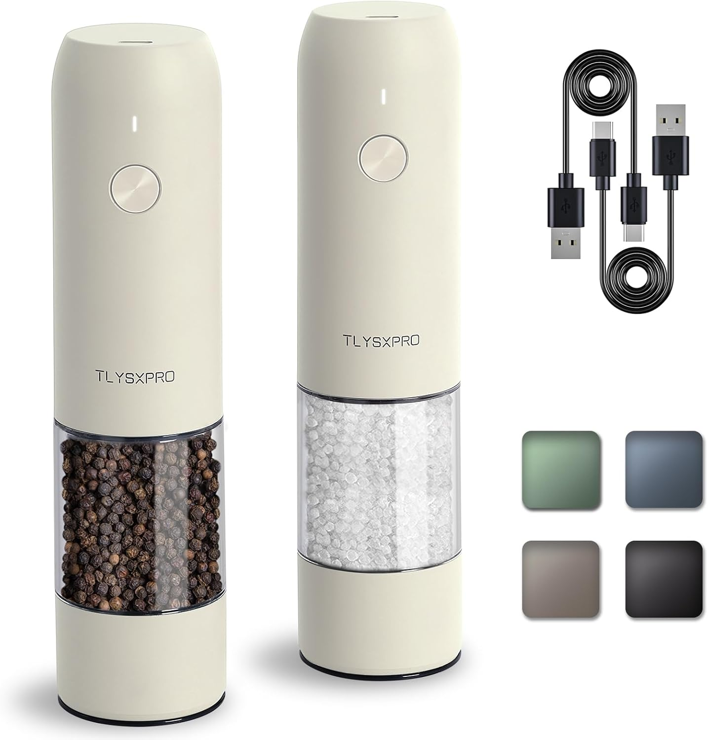 Electric Salt and Pepper Grinder Set, USB Rechargeable, Automatic Salt and Pe... - Picture 1 of 1