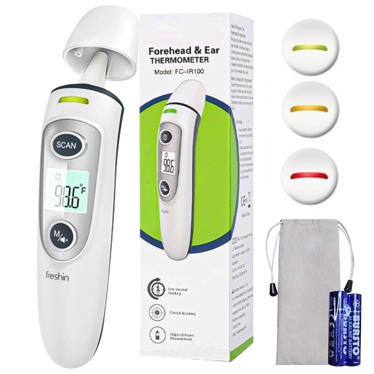 Medical Digital Thermometer 3-In-1 – Forehead, Ear & Object Thermometer | 35 Memory Function | Fast & Accurate IR Sensors | Fever Alarm | for Babies, Adults & Objects, Beverages | Batteries Included