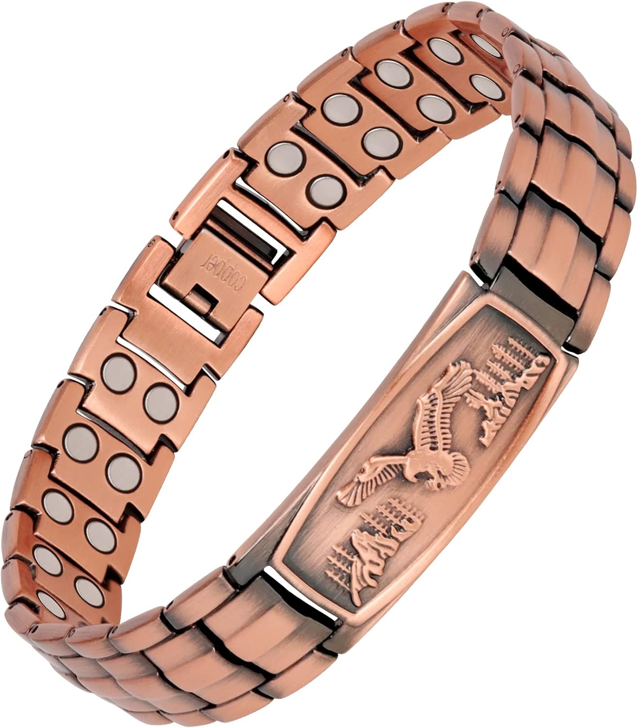 Copper Bracelet for Men-Magnetic Bracelets 99.99% Pure Copper Jewelry Gift with Adjustable Sizing Tool, Magnetic Field Therapy Jewelry with Eagle Pattern