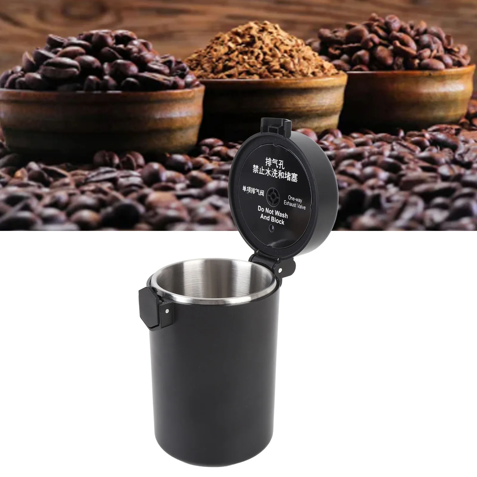 Airtight Food Storage Container Coffee Canister Food Grade 304 Stainless Steel Humidity Monitoring System with Spoon for Cereal