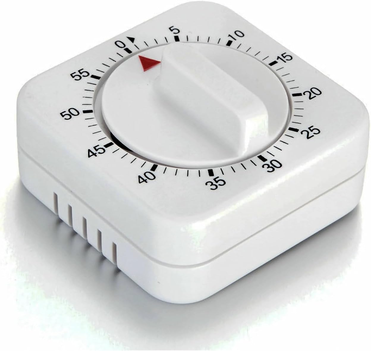 Square 60 Minute Mechanical Kitchen Timer - Visual Kitchen Cooking Timer Clock with Loud Alarm - No Batteries Required-Manual Countdown Timer for Classroom, Home, Study and Cooking (White)