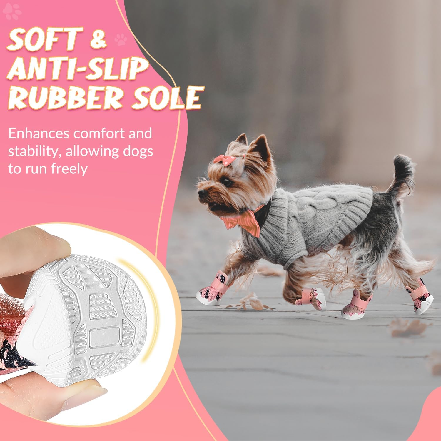 AUTOWT Dog Boots, 2 PCS Breathable Dog Paw Protector, Dual Outdoor Non-Slip D... - Picture 4 of 18