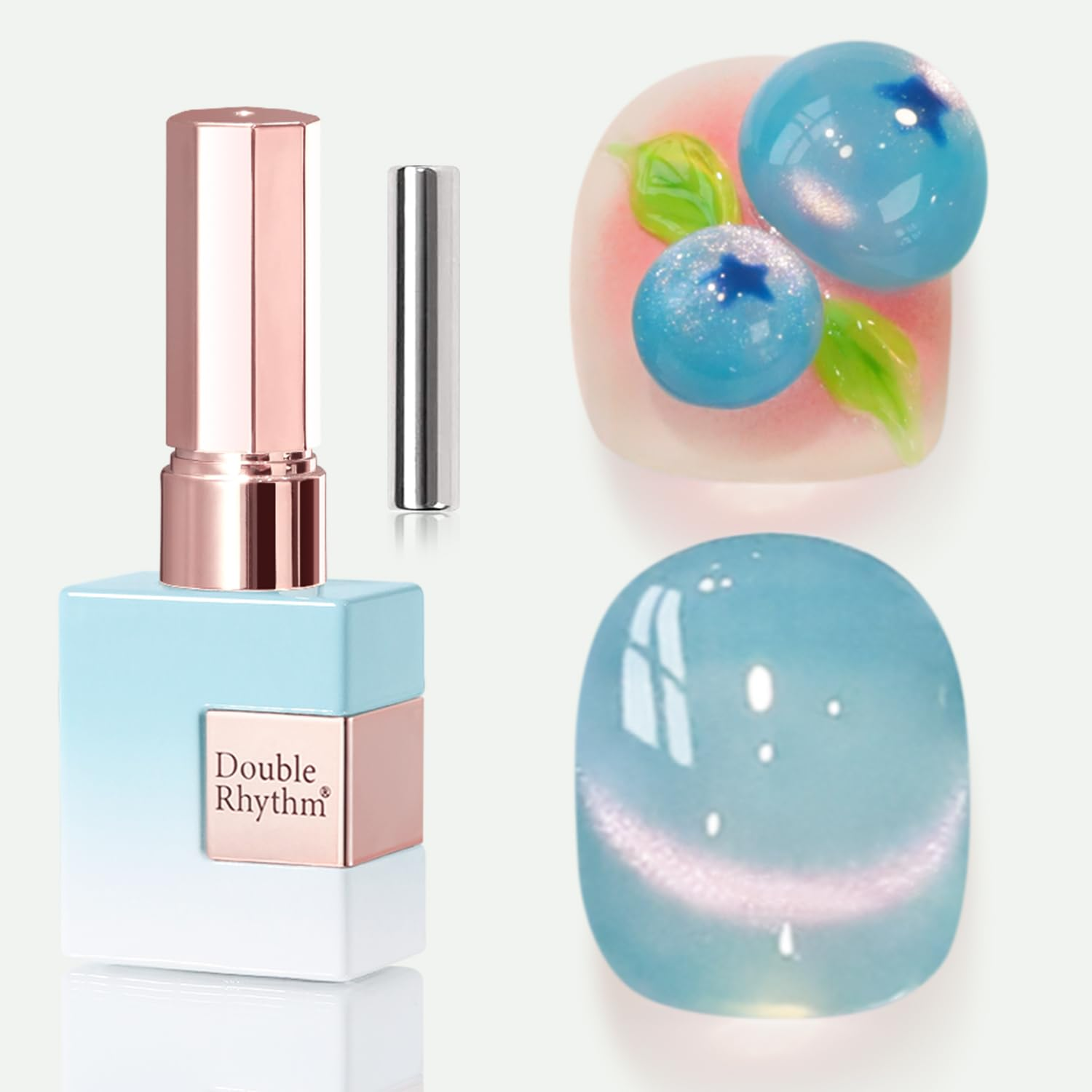 0.5 OZ Cat Eye Gel Polish with Magnet 15ML Holographic Glitter Shimmer Translucent Jelly Color Magnetic Nail Polish Salon DIY at Home (Fruit Teal Green-Mc1211)