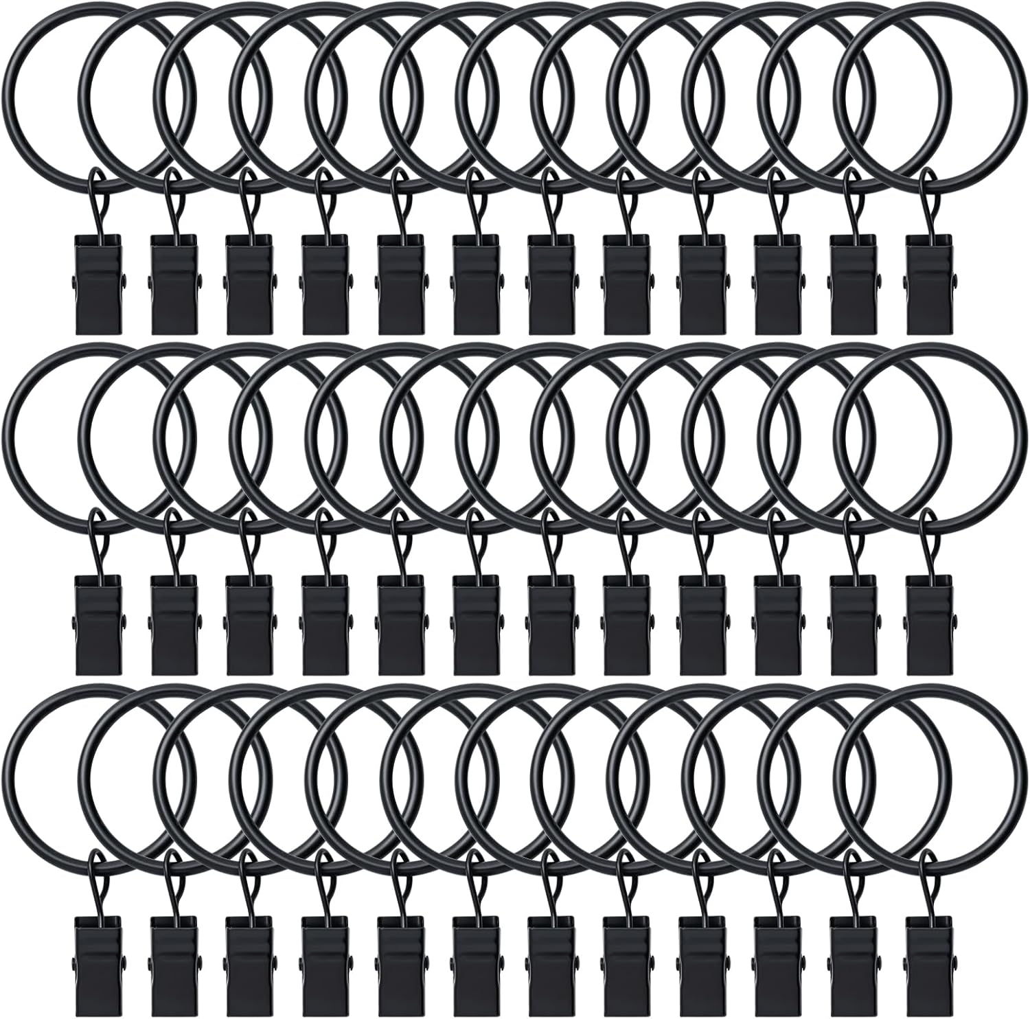 36 Pack Curtain Rings with Clips, Drapery Clips with Rings, Hangers Drapes Rings