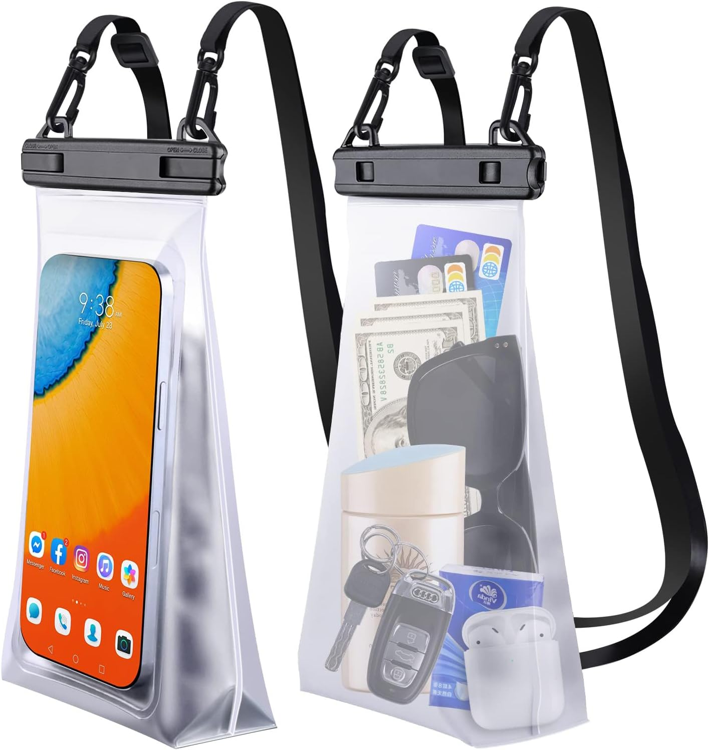 Large Capacity Waterproof Phone Pouch Floating, Waterproof Bag Case for Iphone 15 14 Pro Max 13 12 11 X XR 8 plus Samsung up to 6.9'', IPX8 Water Proof Phone Dry Bag for Boating Swimming Kayaking