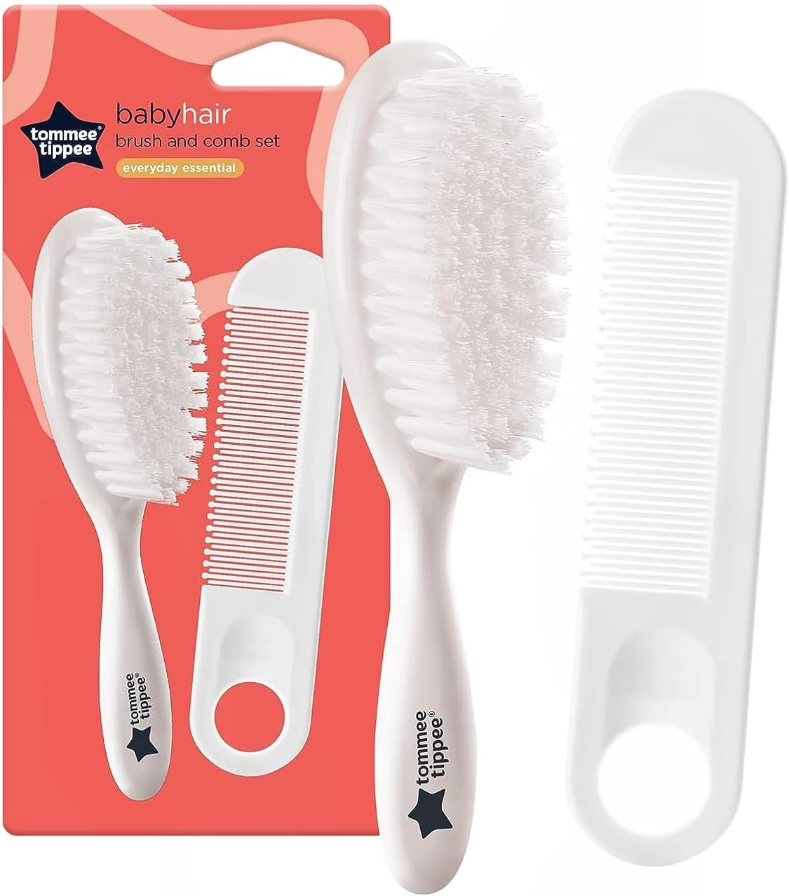 Tommee Tippee Essential Basics Brush and Comb Set, White, 2 Count (Pack of 1)