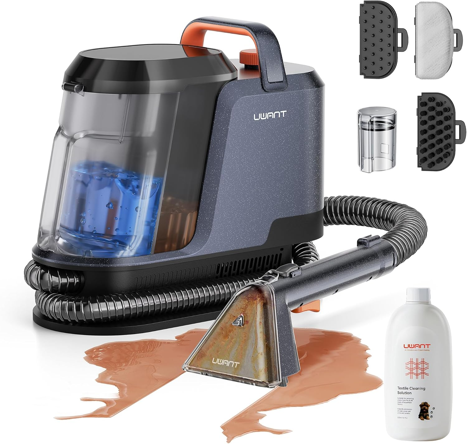 Uwant Portable Carpet and Upholstery for Deep Cleaner, 18Kpa Carpet Cleaner Machine for Cars, Pets with Cleaning Tool and Self Cleaning for Spot, Rug, Couch