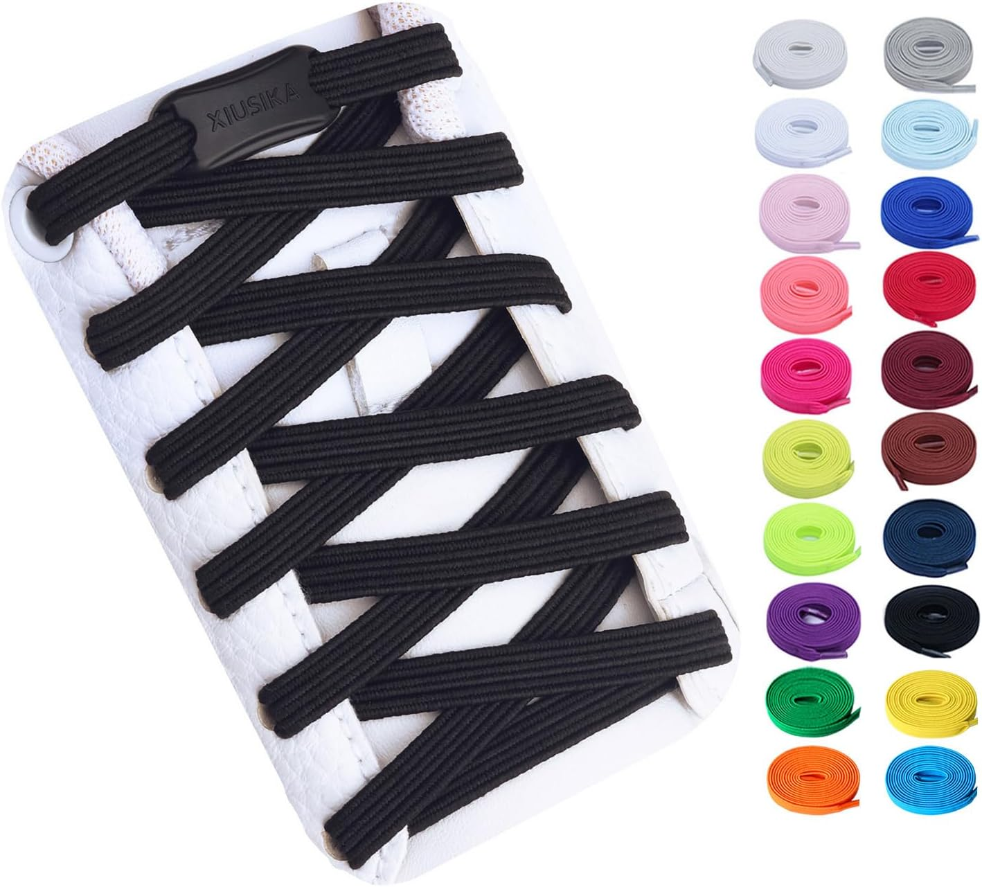 No Tie Elastic Shoelaces for Kids, Adults, Adjustable Tieless Shoe Lace