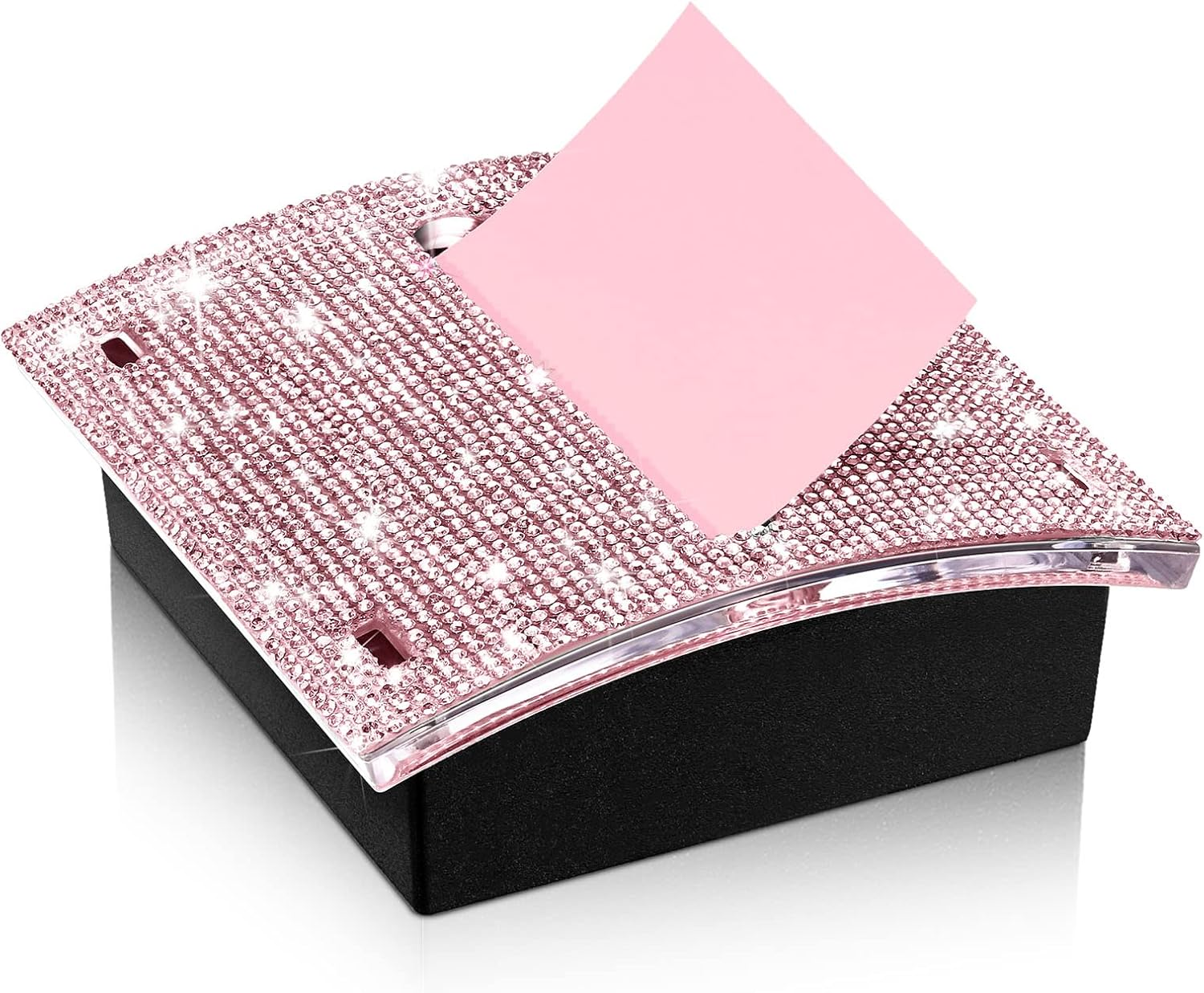 Rhinestone Self Stick Note Pad Holders 4 X 4 Inches Pink Cute Note Holder Sticky Dispenser Bling Memo Stick Dispenser for Office Employee Coworkers Gifts Home Desk Supplies