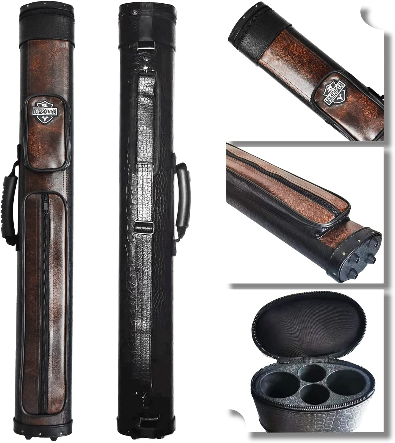 BY SPORTS 2x2 Hard cue case Square Pool Cue Billiard Stick Carrying Case - Picture 2 of 17