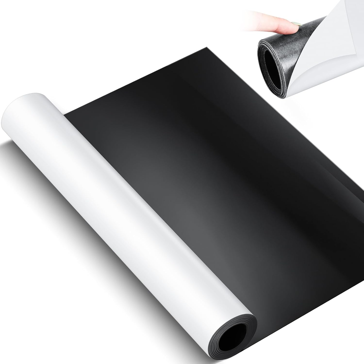 12 Inch X 5 Ft Extra Large Adhesive Magnetic Sheet Roll Not Printable Adhesive Backing Cut and Customize Flexible Sheet Blank White Surface Magnetic Sign for Craft Photo Craft Office, Glossy