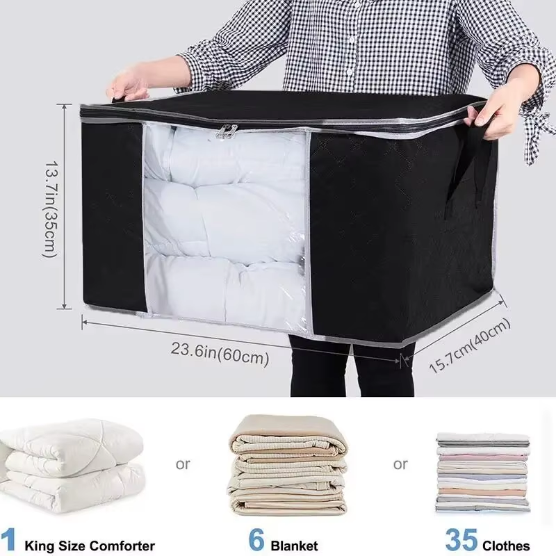 Couverture En Tissu Non Tissé Avec Fermeture Éclair, Couverture De Couette, Sac De Rangement Sous Le Lit, Housse De Rangement D'Athlon, 1 Pièce, 2 Pièces