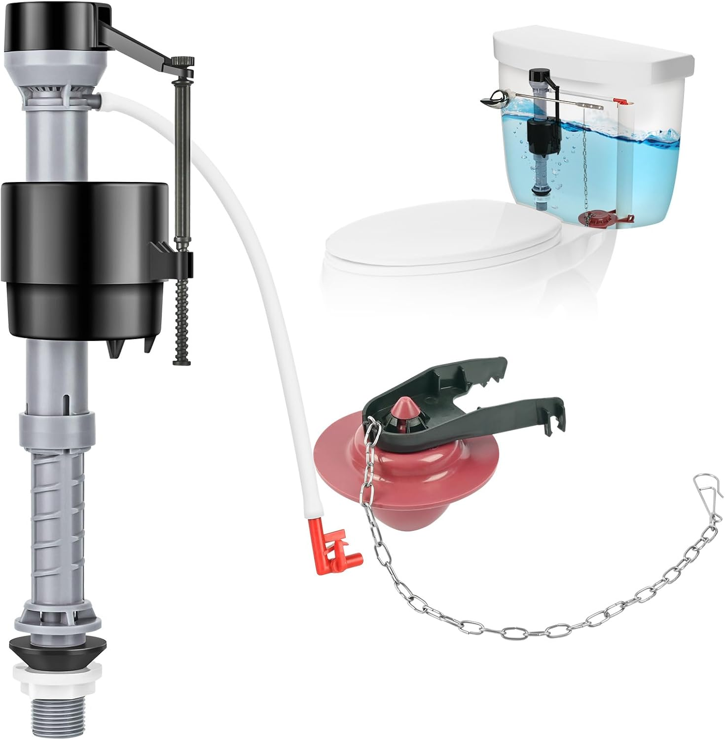 3-Inch Toilet Flush Valve Repair Kit For One-Piece Toilets – Universal Replacement With Flapper, Chain, And Silicone Seal, Compatible With TOTO & American Standard