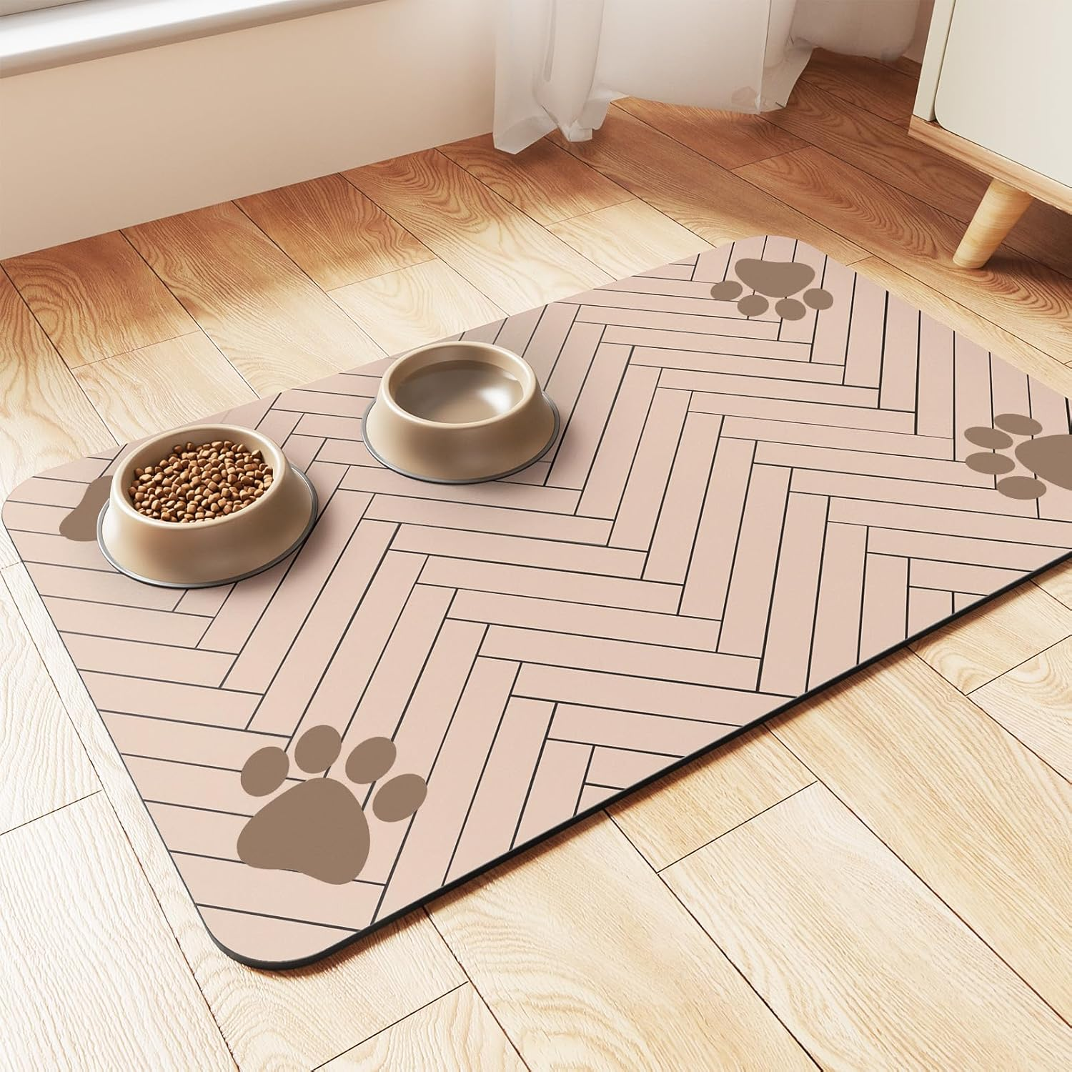 Pet Feeding Mat-Absorbent Pet Placemat for Food and Water Bowl, with Waterproof Rubber Backing, Quick Dry Water Dispenser Mat for Dog and Cat (12