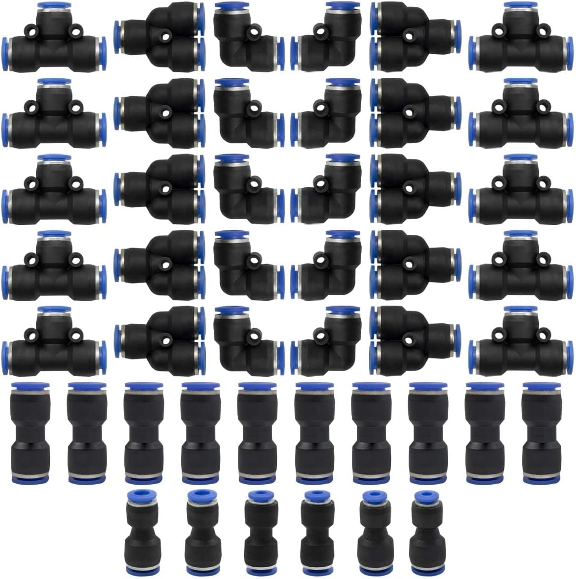 46 Pcs 4Mm Pneumatic Quick Push in Connect Air Tube Fitting Kit (4Mm Straight/Elbow/Tee/Splitter Connector and 4-6,4-8,6-8Mm Reducing Connector)