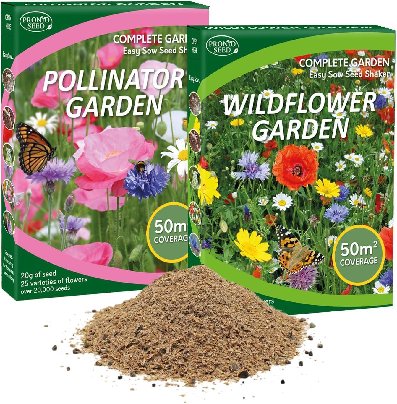 Pronto Seed Wildflower Seed Shaker Twin Pack - Easy-Spread