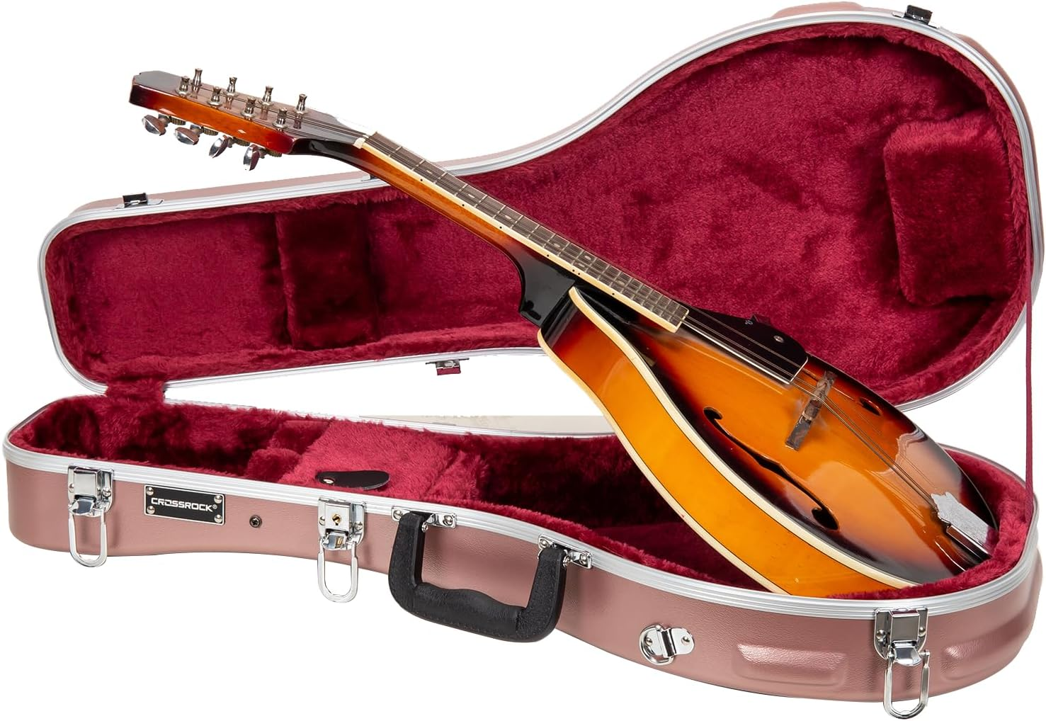 ABS Molded Case for A-Style Mandolin | Rose Gold Matte Finish, Locking Hardware, Plush Interior, Backpack Carry – Modern ABS Hardshell Case (CRA862MARG)