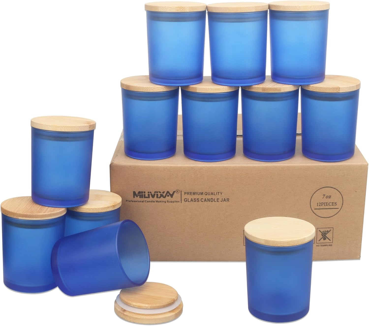 MILIVIXAY 20 Pack 7 OZ Clear Thick Glass Candle Jars with Lids - Bulk Empty C... - Picture 17 of 18