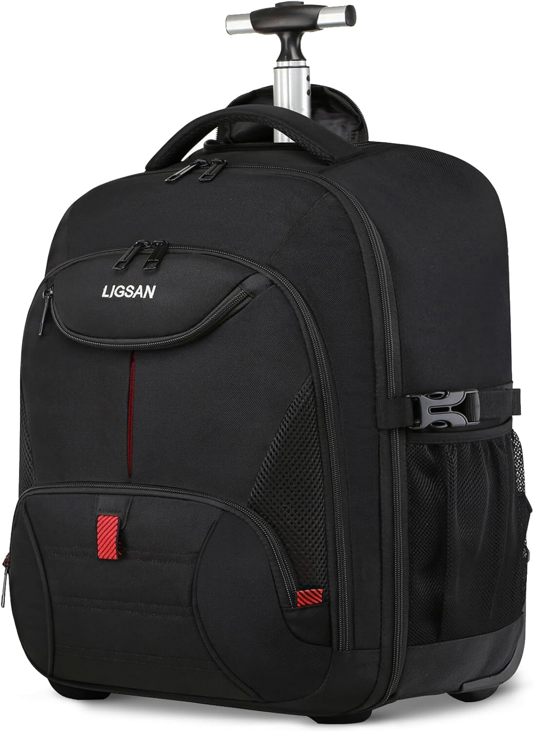 Rolling Backpack, Large Backpack with Wheels for Men Women, Fit 17 inch Laptop Wheeled Travel Backpack Rolling Laptop Bags Carry on Luggage Trolley Suitcase Business College Computer Bag, Black