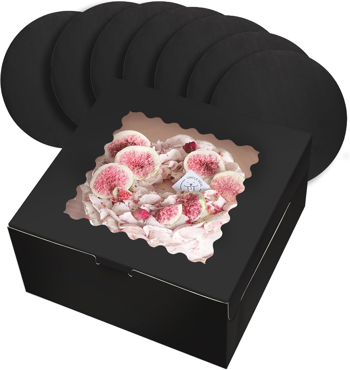 qiqee 10x10x5 Inch Cake Box, 5 Sets White Cake Round Boards & 5 Sets 10 Inch ... - Picture 12 of 15