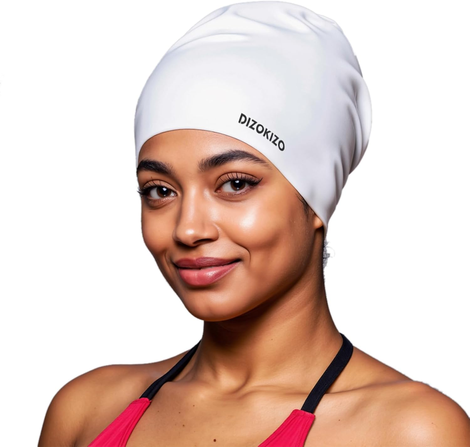 Dizokizo Extra Large Silicone Swim Cap for Long Hair, High Elasticity Durable Waterproof Swimming Cap for Women and Men Adults with Dreadlocks, Weaves, Extensions, Braids & Curls, Keep Hair Dry