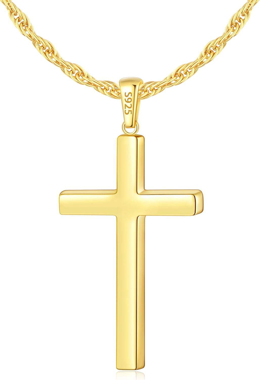 925 Sterling Silver 18K Gold Cross Necklace Gifts for Men Women 18