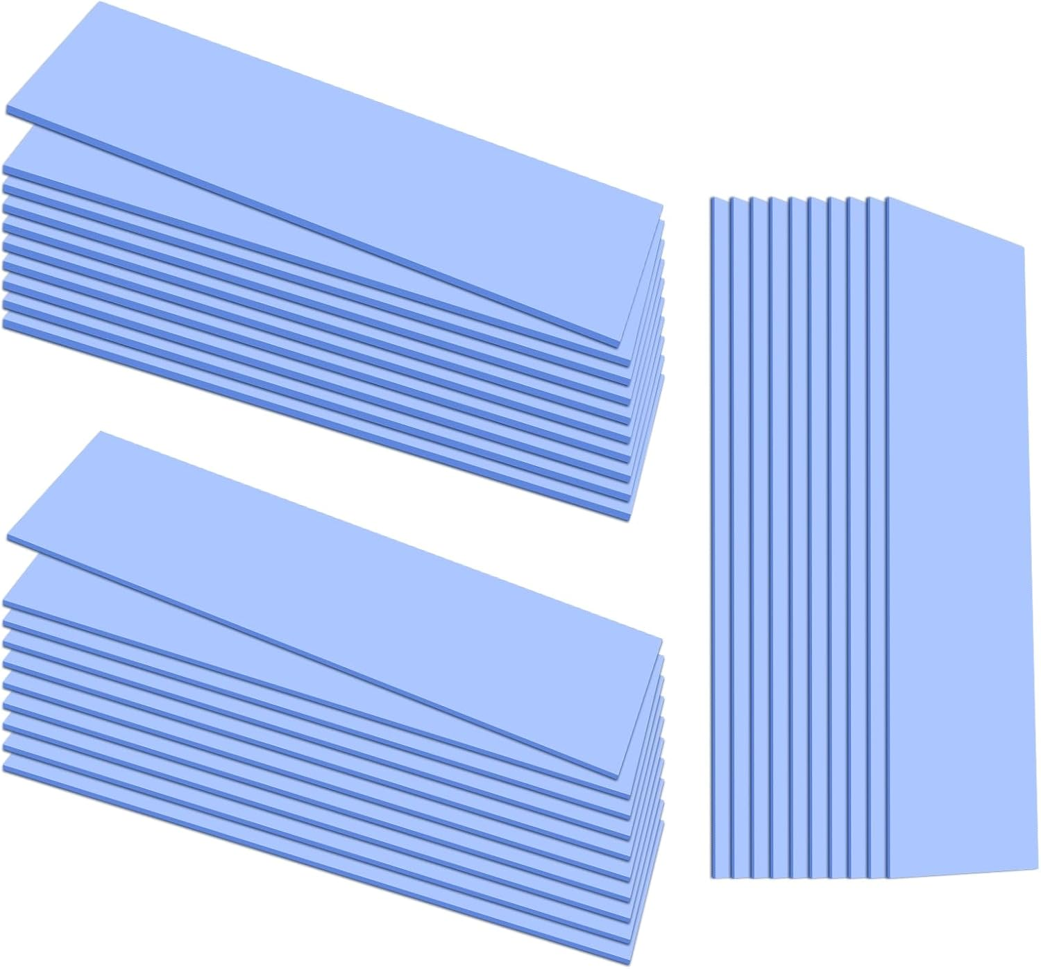 30PCS Silicone Thermal Pads GPU, Reusable CPU Thermal Pad GPU Thermal Pads SSD Thermal Pad, Conductive Heatsink 0.5/1.5/ 1Mm Thermal Pad for Chip LED IC Heat Conduction, Blue