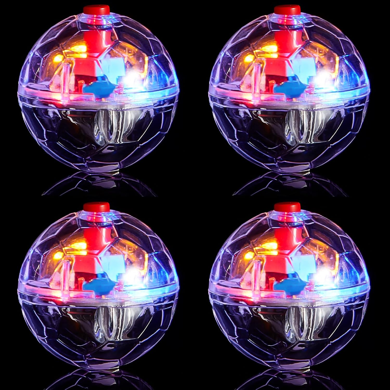 4 Pieces Ghost Hunting Cat Ball Motion Light up Cat Balls LED Motion Activated Pet Ball Motion Light up Interactive Toys Pet Glowing Mini Running Exercise Ball Toys(Transparent)