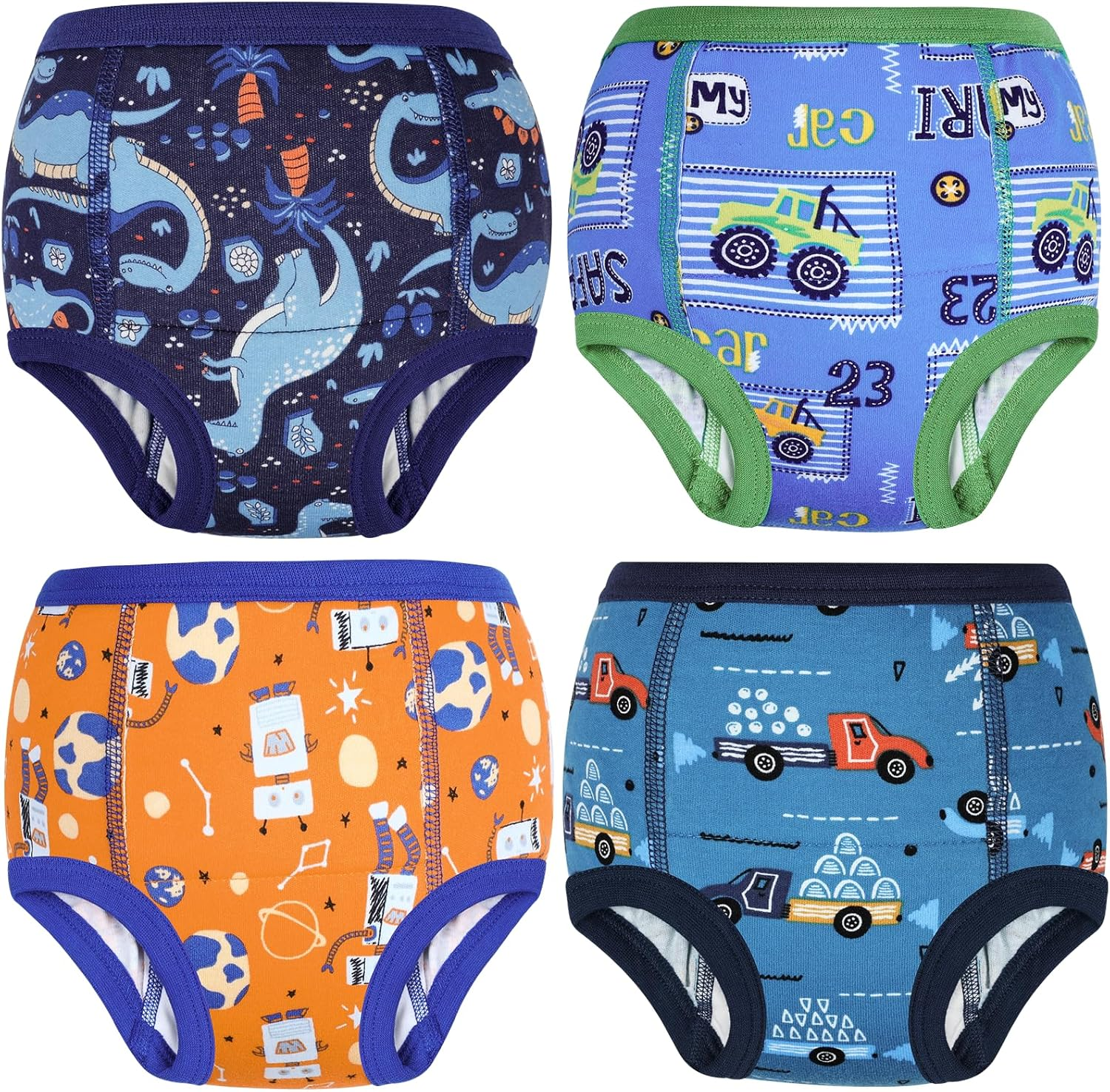 MooMoo Baby Cotton Potty Training Underwear 4 Packs Absorbent Reusable Training Pants for Boys 3T