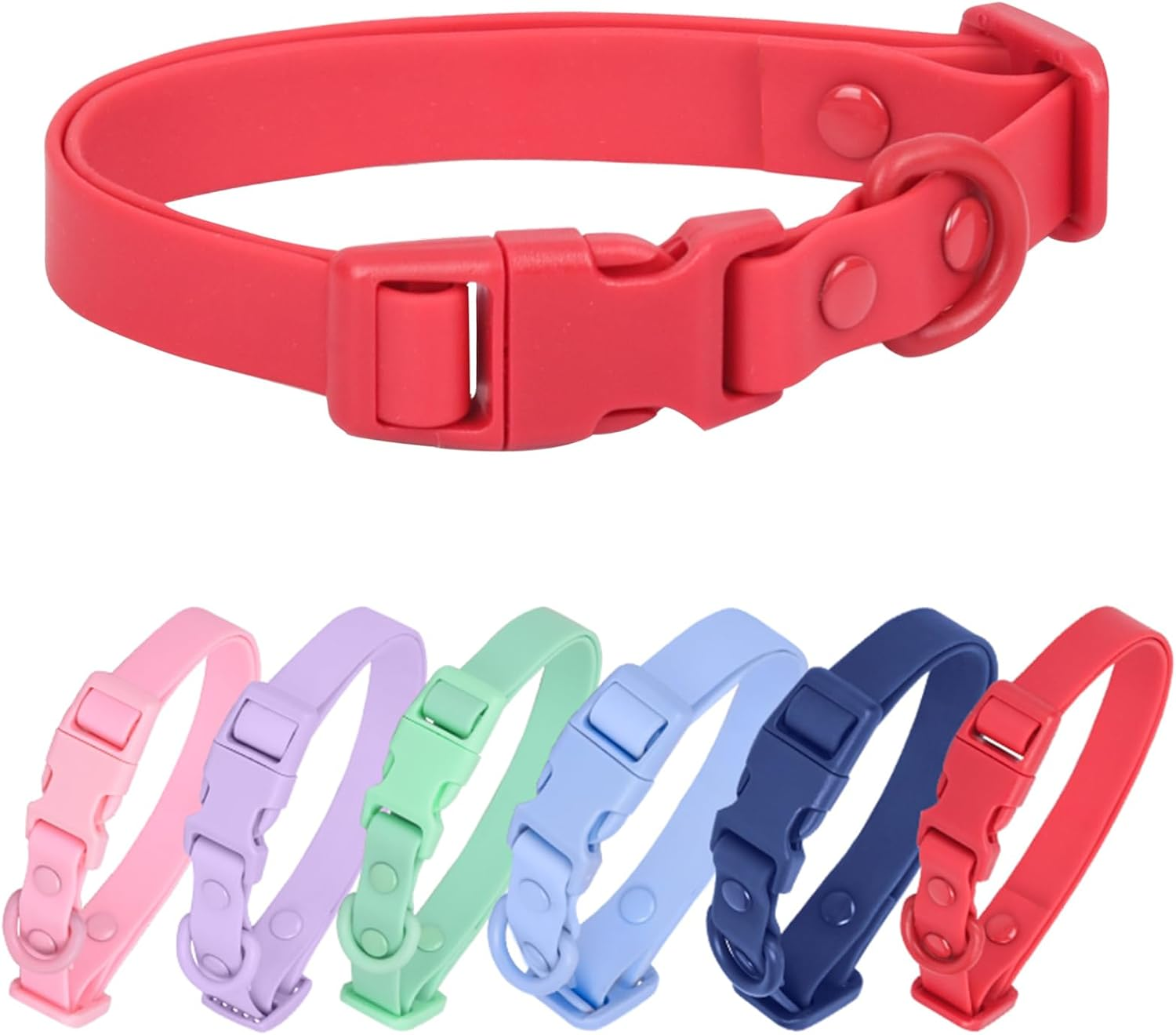 Waterproof Dog Collar Soft Rubber Dog Collar with Safety Buckle Adjustable Pe... - Picture 9 of 21