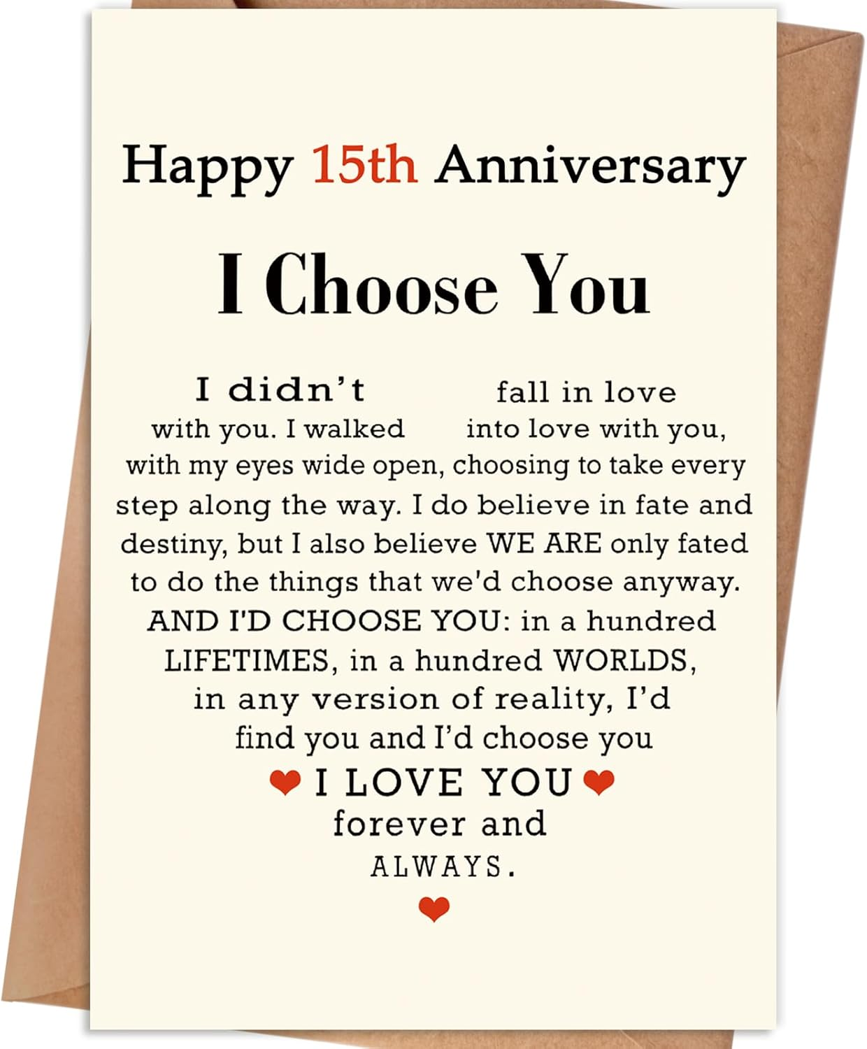 15Th Anniversary Card, 15 Year Wedding Anniversary Cards Gift for Husband Wife Men Women, Crystal Anniversary Card Gifts for Him Her Couples