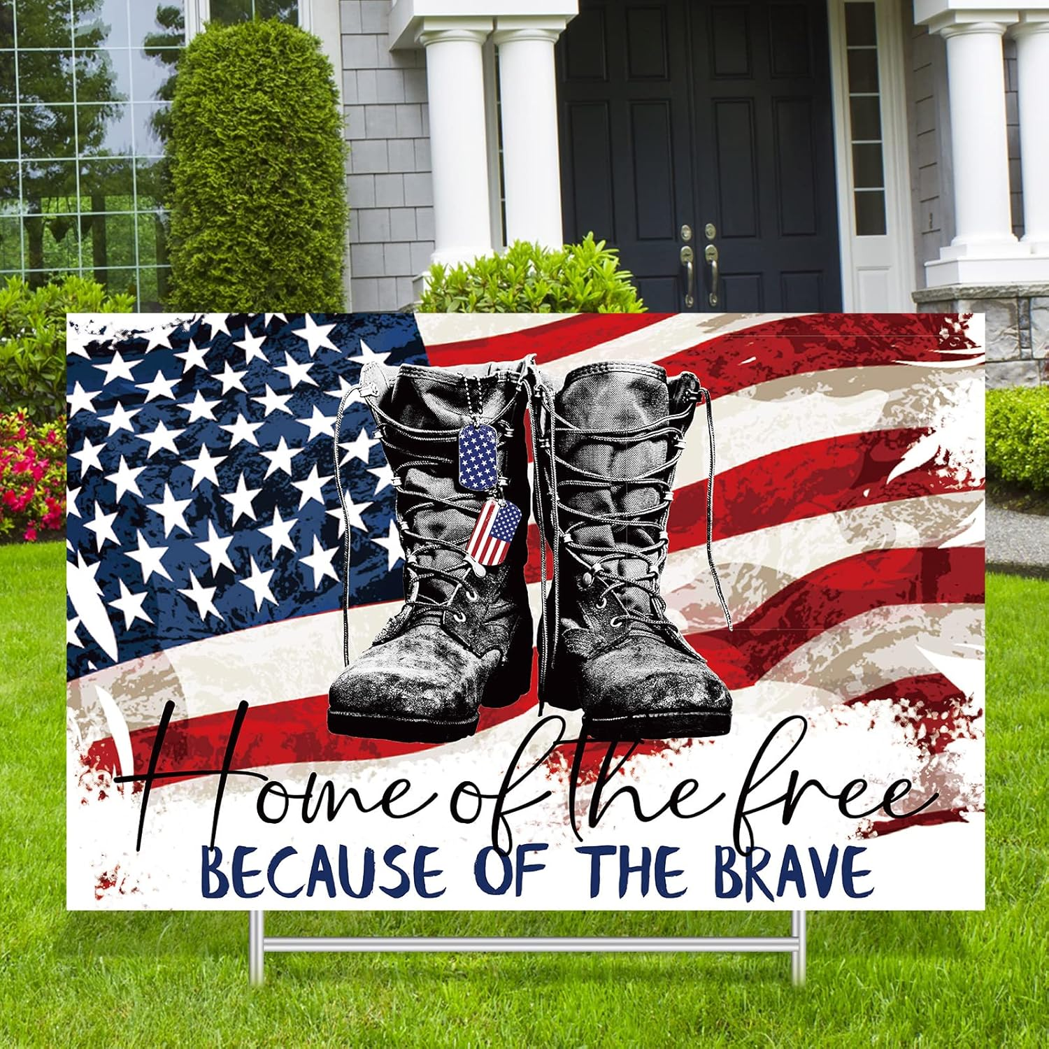 250Th Anniversary Memorial Day Yard Sign with Stakes 4Th of July Patriotic Yard Signs Soldier Boots Garden Flag Waterproof Outdoor Outdoor Lawn Garden Patio Party Supplies(Flag)