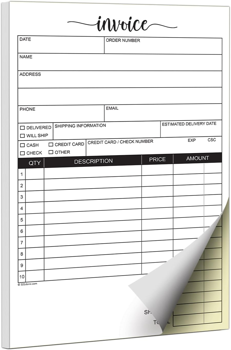 invoice-pad-5-5x8-5-small-2-part-carbonless-made-in-usa-carbon-copy-sales-rec-ebay