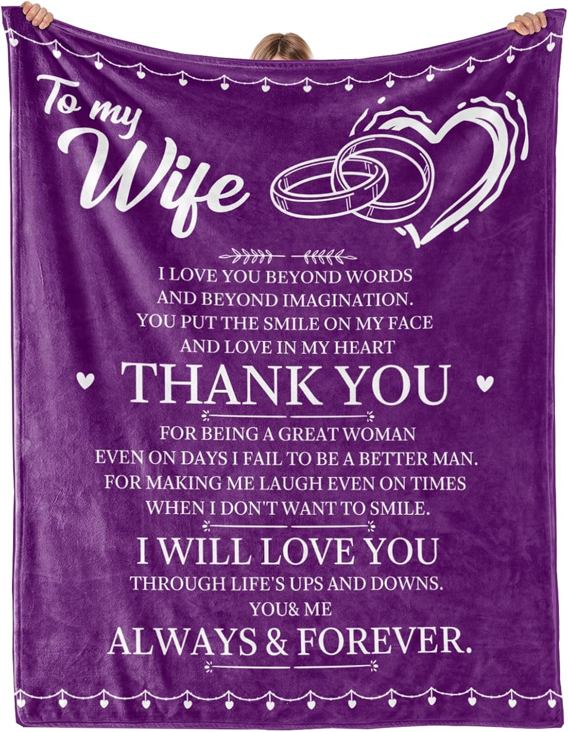 Anniversary Birthday Gifts for Wife Her Women, Wife Birthday Gift Ideas, to My Wifes Purple Throw Blanket for Couch 60