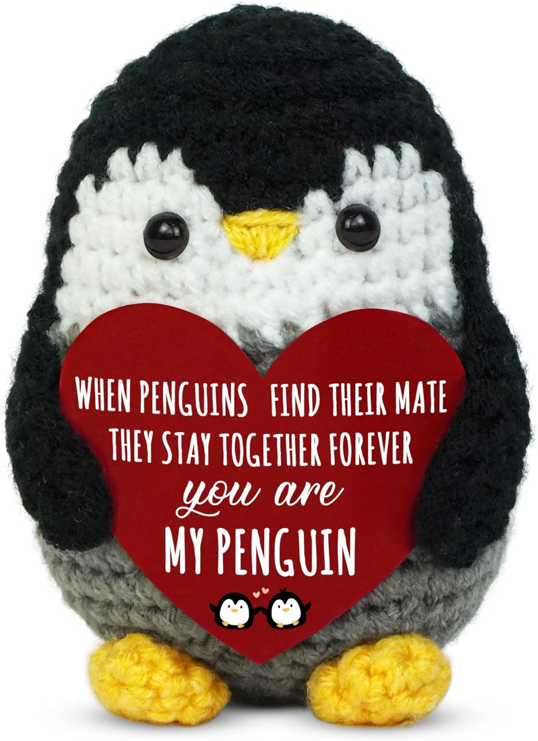 Valentines Day Gifts for Him Her - Positive Penguin Crochet - Anniversary Birthday Gifts for Men Women Boyfriend Girlfriend Husband Wife, Couple Valentines Gift, I Love You Gift for Him Her