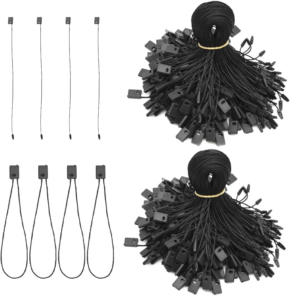 1000Pcs Hang Tag String Nylon Snap Lock Pin Loop Fastener Hook Ties Tag Strings for Tags Clothing, Shoes, Gift Bags（Black）