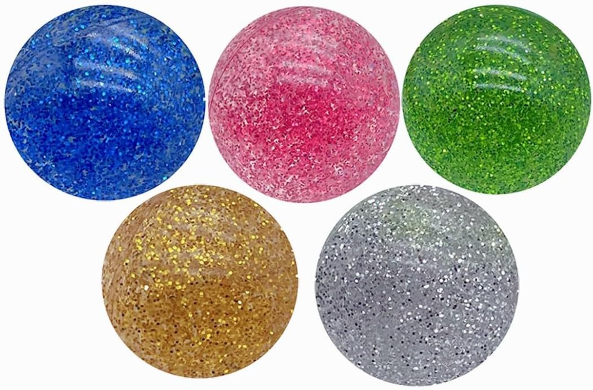 Large Bouncy Ball 45Mm for Kids Glitter Bounce Balls Party Favors Super Bouncy Balls Gift for Kids Rubber Super Bounce Ball Large for Birthday, Prizes, Gifts