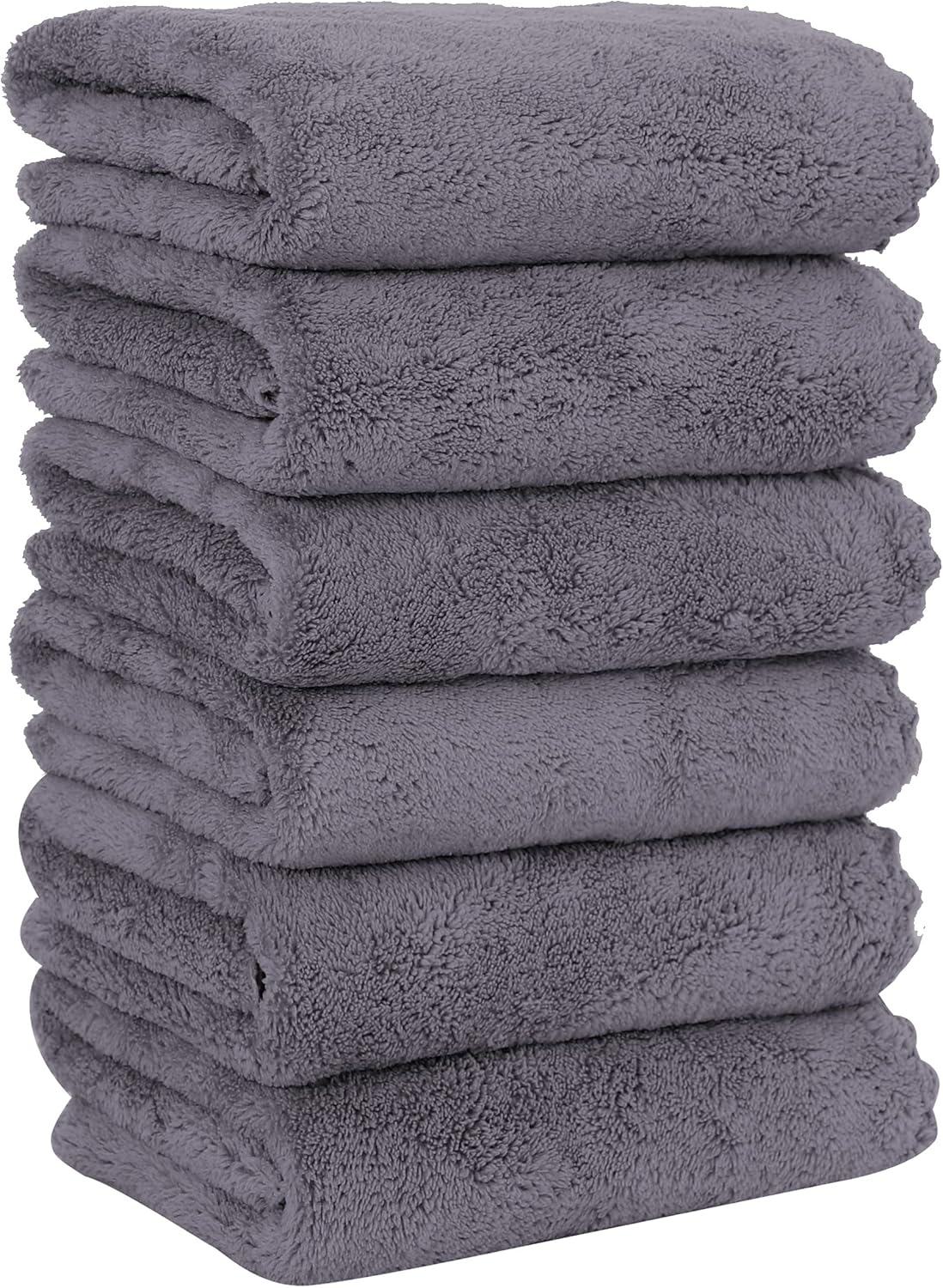 MOONQUEEN 6 Pack Premium Hand Towels - Quick Drying - Microfiber Coral Velvet Highly Absorbent Towels - Multipurpose Use as Hotel, Bathroom, Shower, Spa, Hand Towel 16 X 28 Inches (Gray)