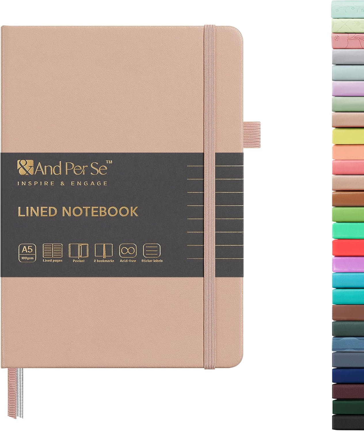 Lined Journal Notebook, 160 Pages, A5 5.7 x 8 inches College Ruled Thick Paper Notebook Journals for Writing, Hardcover Notebooks for Women Men Office School (1 Pack, Apricot)