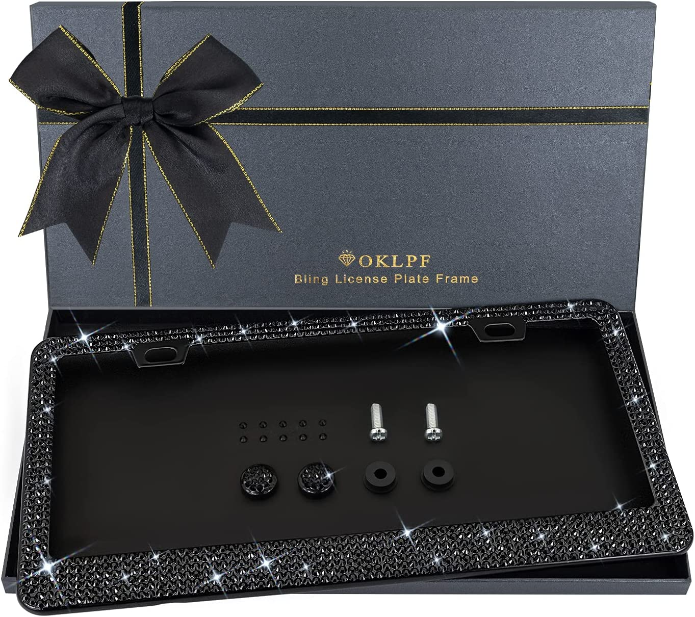 Bling License Plate Frame Sparkly Black