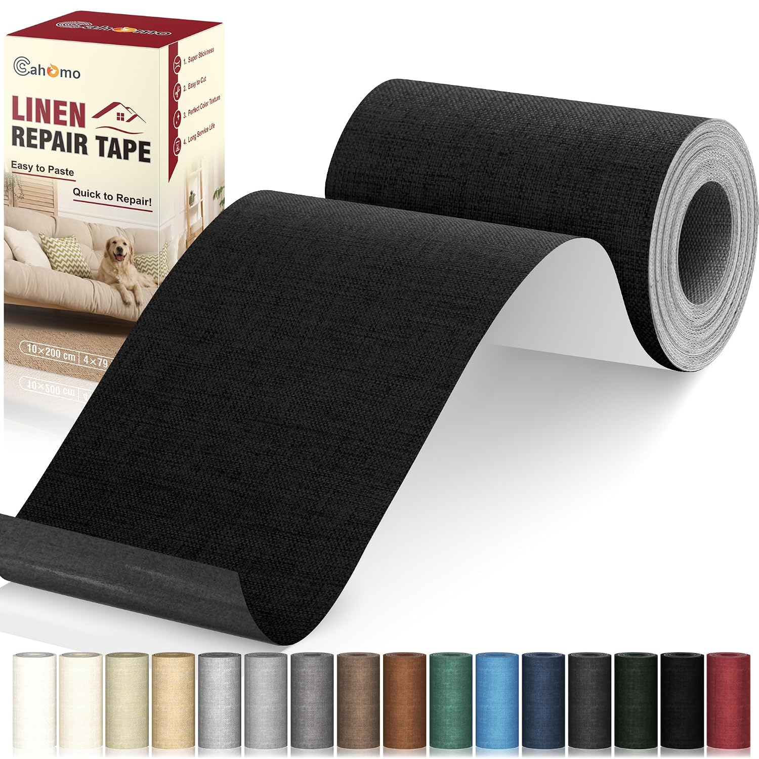 Linen Repair Patches 10X200 Cm, Self-Adhesive Linen Fabric Patches, Multi Color