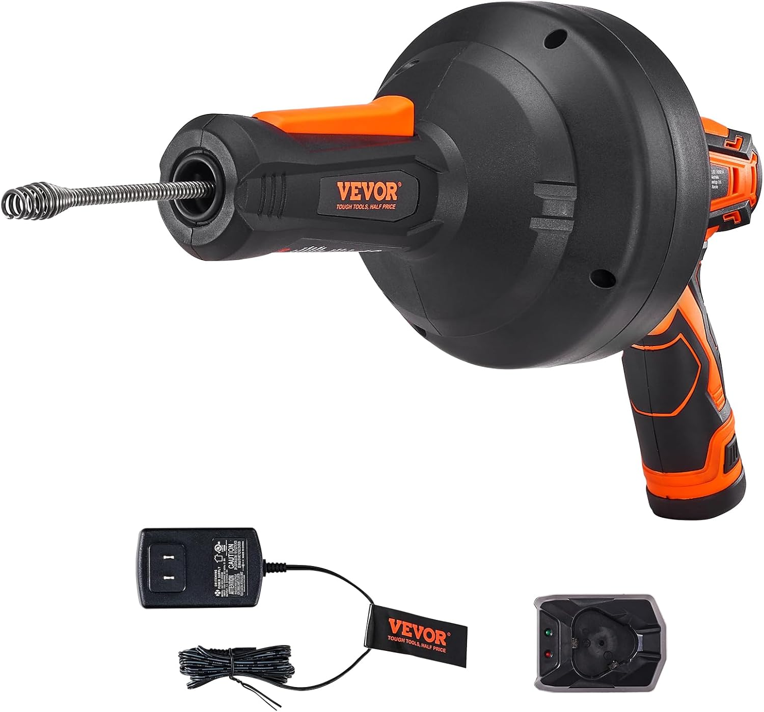 12V Electric Drain Auger, 25FT Cordless Plumbing Snake Auto Feed, Pipeline Snake Drain Clog Remover with Power Drill for 3/4