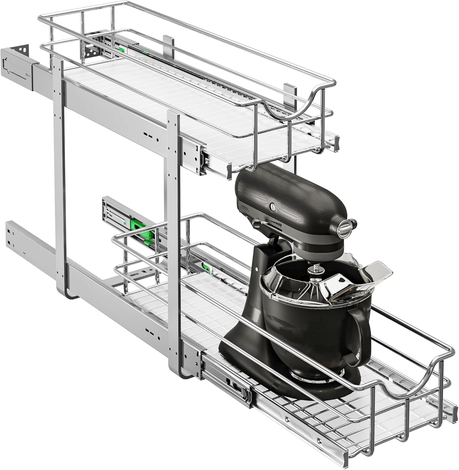 2-Tier Kitchen Cabinet Pullout Shelf and Drawer Organizer, Soft Close Pantry Pull Out Shelves, Heavy Duty Pull Out Cabinet Organizer with Shelf Liner for Kitchen Cabinets, Pantry Storage